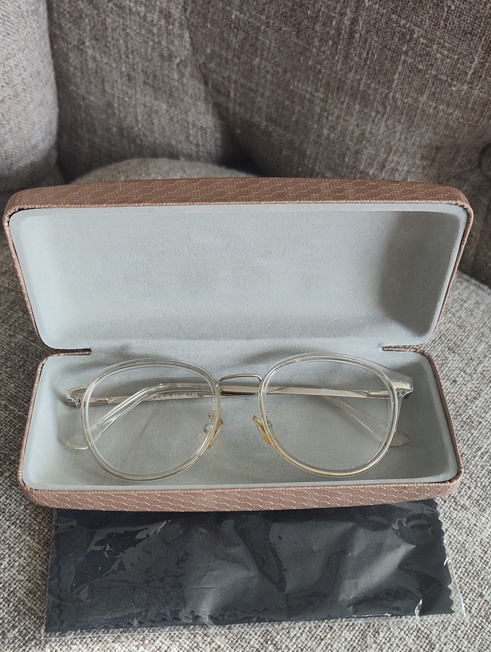 Otis& Grey Transparent Round Light Gold Metal Women's Eyeglasses - Clear Frame